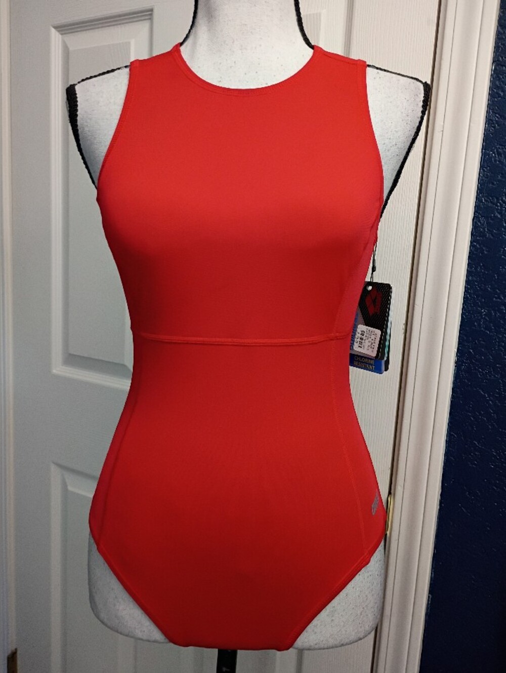 Women’s Red High-Neck One-Piece Swimsuit